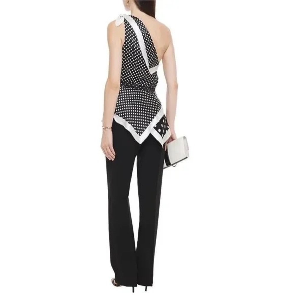 Altuzarra Black and White One-Shoulder Polka Dot Blouse - Picture 5 of 6